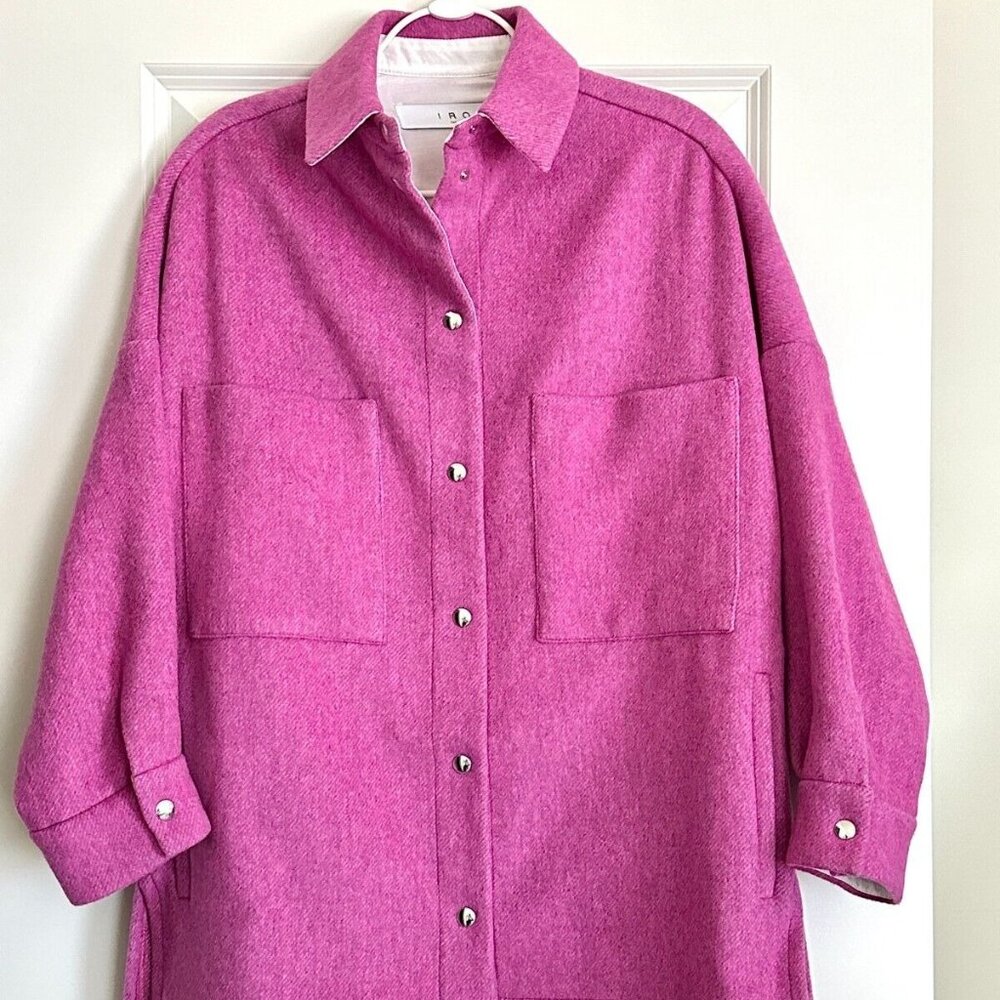 Women's IRO PARIS Bardak Wool Blend Shirt Jacket in Pink Size FR34 US2